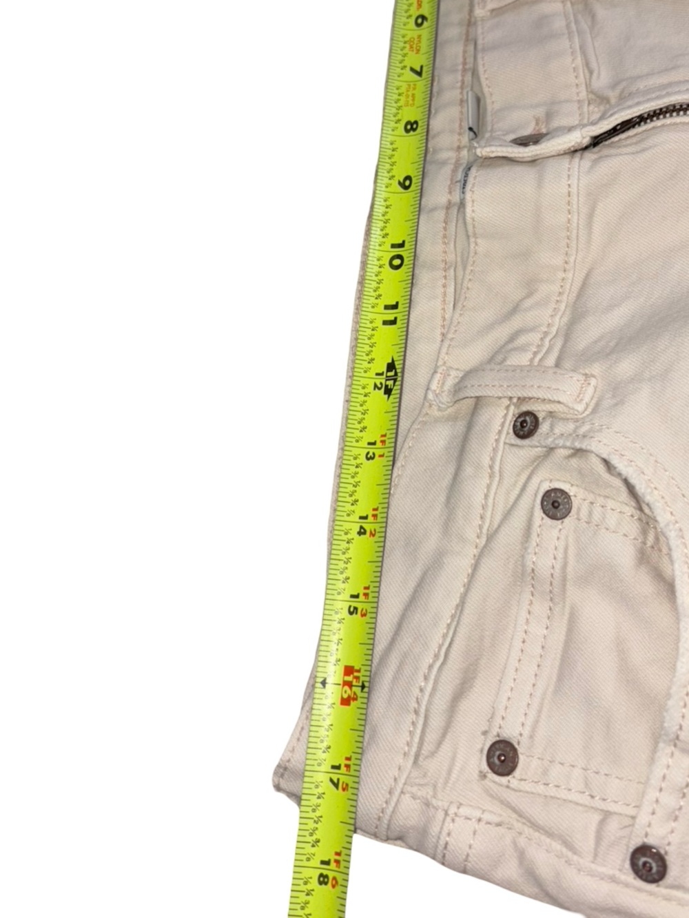 Cream Wide Leg American Eagle Size 14 Regular | High Rise Jeans - Picture 3 of 8